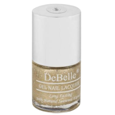 DeBelle Gel Nail Polish Sirius (Gold With Silver Glitter Sugar Finish Nail Paint)|Non UV - Gel Finish |Chip Resistant | Seaweed Enriched Formula| Long Lasting|Cruelty and Toxic Free| 8ml